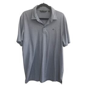 Travis Mathew Mens Size Large short Sleeve Polo Shirt Blue Gray Micro Dot #6309